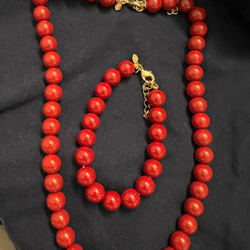 Premier Designs Brick Red Beaded Necklace with Matching Bracelet - Picture 3 of 3